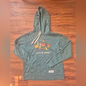 Men's Medium Life Is Good Teal Hoodie